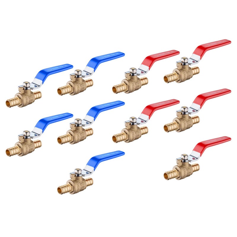 EFIELD (Pack of 10) EFIELD 3/4 Inch Pex Brass Full Port Shut-off Ball Valve for Hot and Cold Water, UPC Certified,(VALVE013) - Image 1
